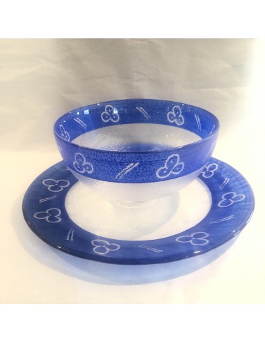 Set coppa + centro Fiori Blu Kosta Boda