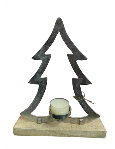 Portacandela albero con base in legno...