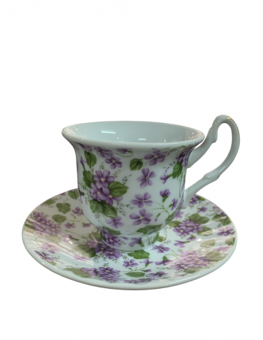 Set 6 tazze con piattino decoro violetta